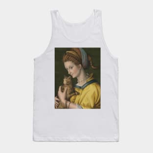 Portrait of a Young Lady Holding a Cat by Francesco Bacchiacca Tank Top